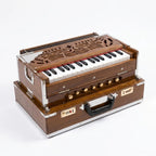 Premium Varanasi Handmade Concert Harmonium – Portable 32-Key Foldable Harmonium with Teak Wood Finish & Storage Case