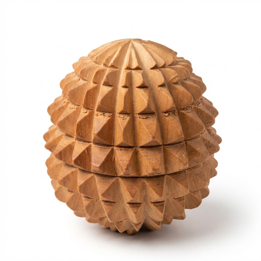 Wooden Egg-Shaped Massager 6×5 cm – Compact Full-Body Relaxation Tool