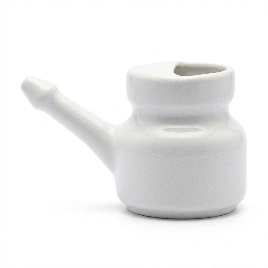 Ceramic Neti Lota 300 ml White – Handmade in Italy for Natural Nasal Cleansing & Yoga